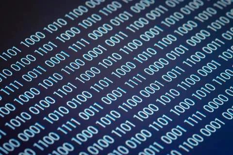 Close up of binary code on a blue background 스톡 일러스트