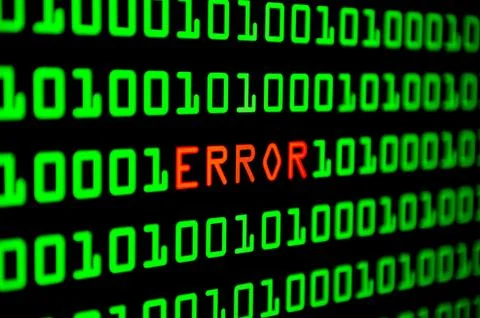 Close up of binary code infected by computer virus. Foto stock