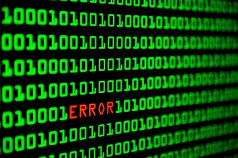 Close up of binary code infected by computer virus. Stock Photos