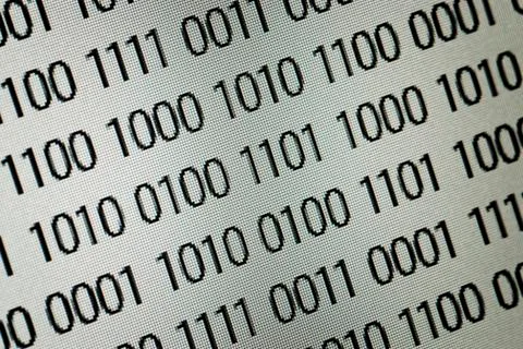 Close up of binary code over white background Stock Illustration