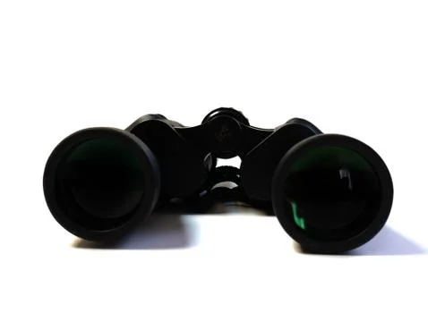 Close-up binoculars on a white background. Stock Photos