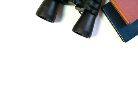 Close-up binoculars on a white background. Stock Photos
