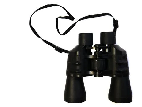 Close-up binoculars on a white background. Stock Photos