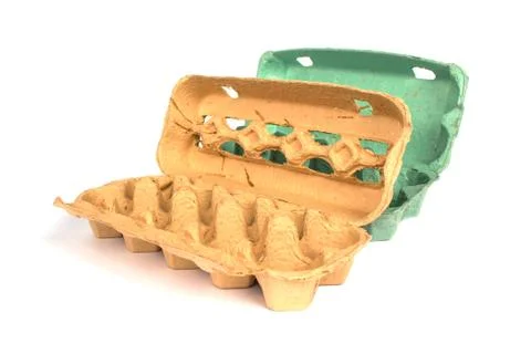 Close up of biodegradable egg box made recycled paper with composite additives Foto stock