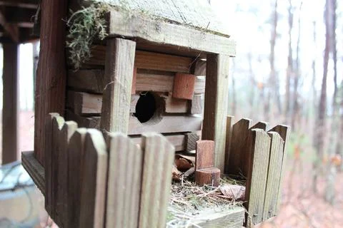 Close up of a birdhouse outside Stock Photos
