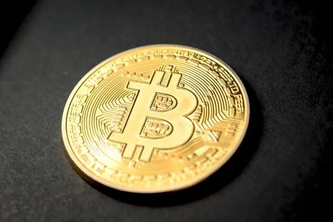Close up of Bitcoin money mining connect Internet Network Stock Photos