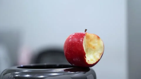 Close Up Bitten Red Apple Healthy Snack Stock Footage 336643468