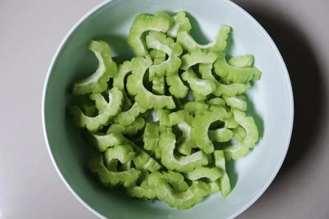 Close-up of bitter melon slices Stock Photos
