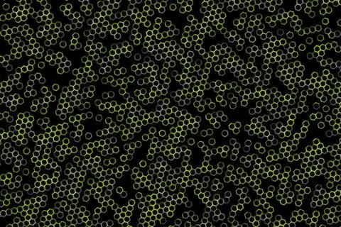 Close-up of black and yellow circular patterns on a dark background 스톡 일러스트