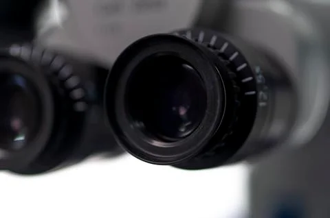 Close-up of black binoculars on a table Stock Photos