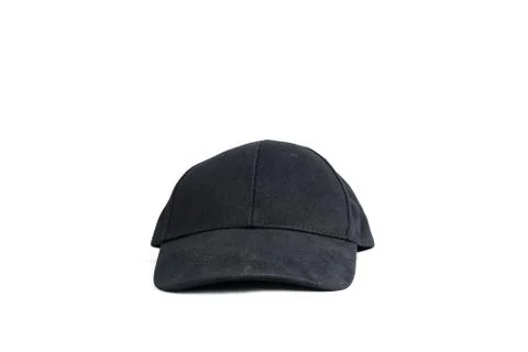 Close up black cap, or snapback isolated on white background. Stock Photos