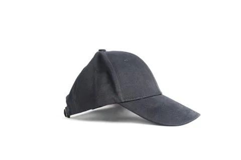 Close up black cap, or snapback isolated on white background. Stock Photos