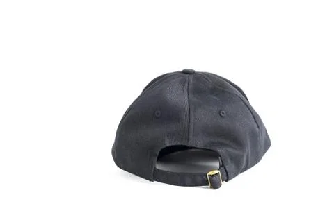 Close up black cap, or snapback isolated on white background. Stock Photos