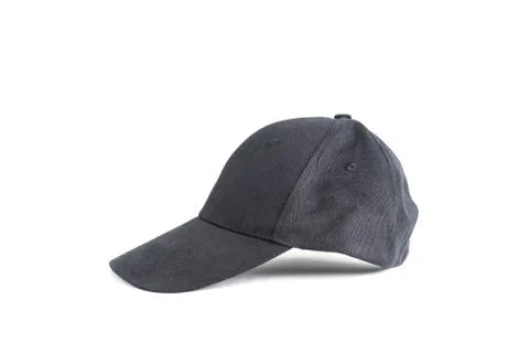 Close up black cap, or snapback isolated on white background. Stock Photos