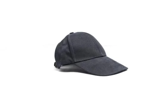 Close up black cap, or snapback isolated on white background. Stock Photos