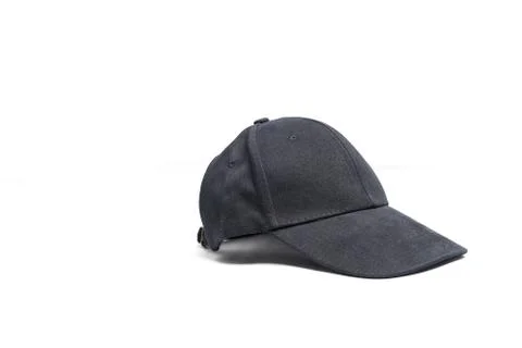 Close up black cap, or snapback isolated on white background. Stock Photos
