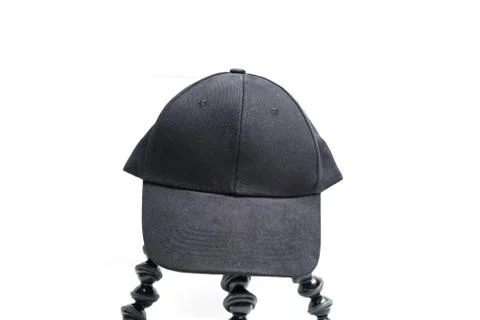 Close up black cap, or snapback isolated on white background. Stock Photos