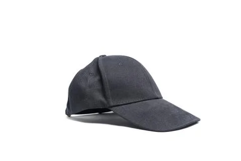 Close up black cap, or snapback isolated on white background. Stock Photos