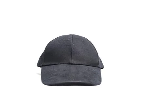 Close up black cap, or snapback isolated on white background. Stock Photos