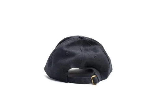 Close up black cap, or snapback isolated on white background. Stock Photos