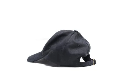 Close up black cap, or snapback isolated on white background. Stock Photos