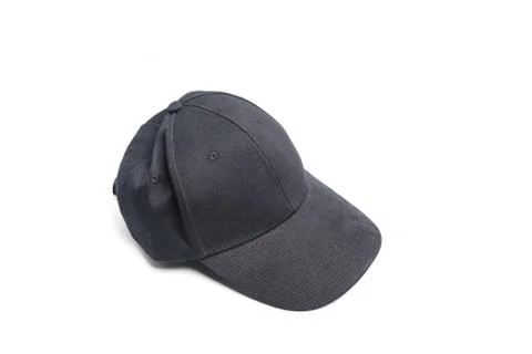Close up black cap, or snapback isolated on white background. Stock Photos