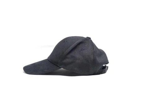 Close up black cap, or snapback isolated on white background. Stock Photos