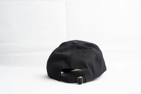 Close up black cap, or snapback isolated on white background. Stock Photos