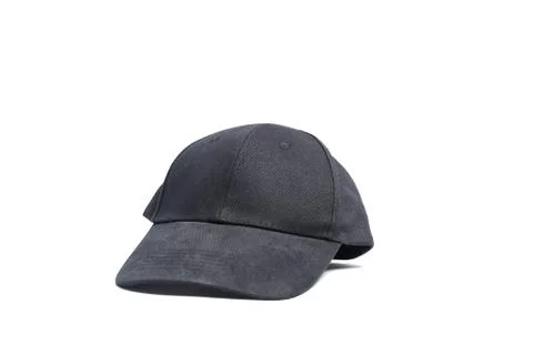 Close up black cap, or snapback isolated on white background. Stock Photos