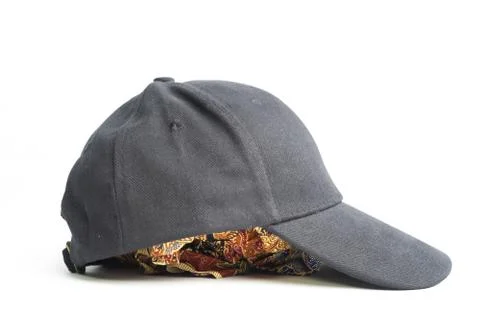 Close up black cap, or snapback isolated on white background. Stock Photos