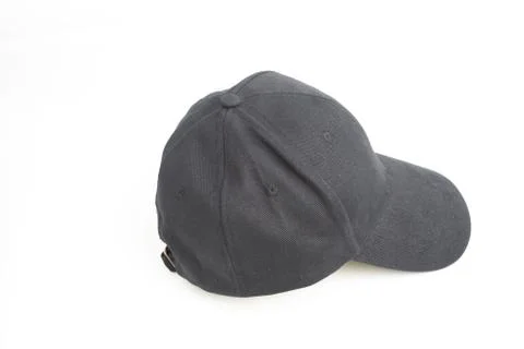 Close up black cap, or snapback isolated on white background. Stock Photos