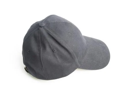 Close up black cap, or snapback isolated on white background. Stock Photos