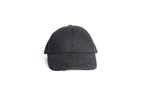 Close up black cap, or snapback isolated on white background. Stock Photos