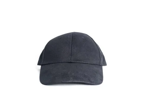 Close up black cap, or snapback isolated on white background. Stock Photos