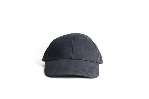 Close up black cap, or snapback isolated on white background. Stock Photos