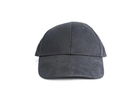 Close up black cap, or snapback isolated on white background. Stock Photos