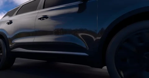 Close-up of a black car driving on a winter road Stock Footage 320799357