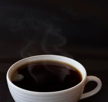 Close up black coffee in white cup Stock Photos