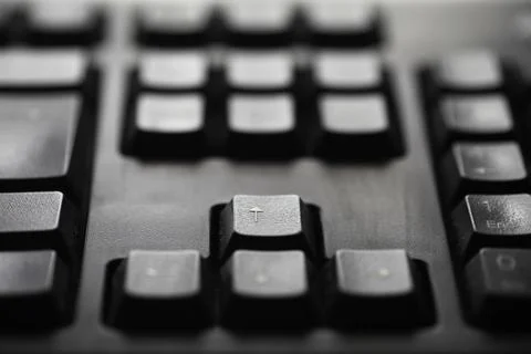 Close-up of Black Computer Keyboard with Arrow Key in Focus Stock Photos