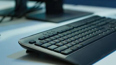 Close-up of black computer keyboard on desk Фото