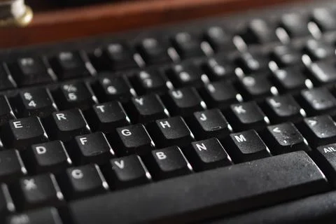 Close-up of a Black Computer Keyboard Stock Photos