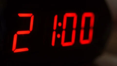 Close-up of black digital clock screen showing 21.00. Modern timer concept Stock Footage 120420150