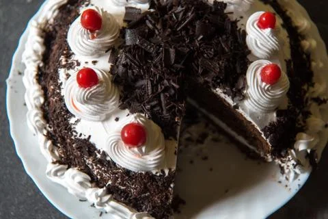 Close up of a Black forest cake Stock Photos