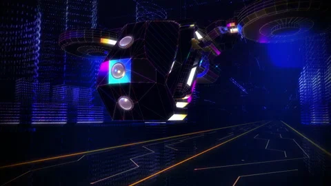 Close-up of a Black-Golden Drone from the Future. Computer Graphics. Animation. 스톡 동영상 172541628