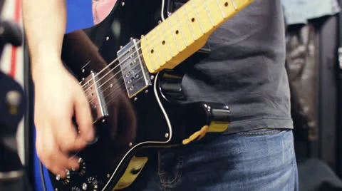 Close-up of a black guitar 스톡 동영상 22554345