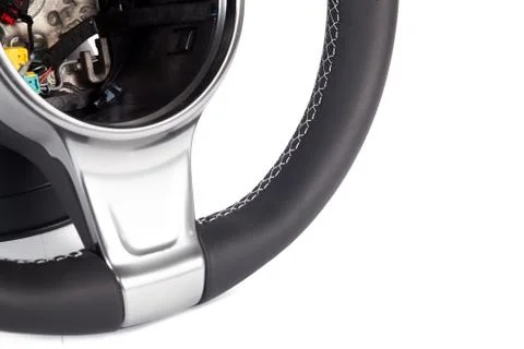 Close-up black handmade Multifunction made of genuine leather with phone cont Stock Photos