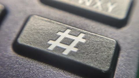 Close-up of a black hashtag key on a computer keyboard, highlighting its Stock Photos