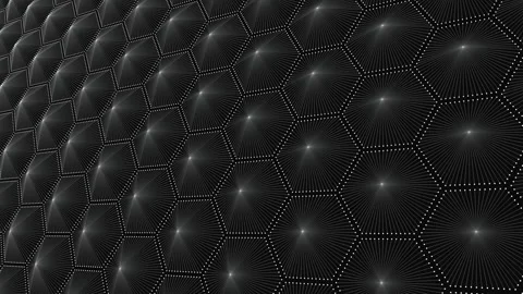 A close up of a black honeycomb pattern on a wall in electric blue font Stock Footage 274168913