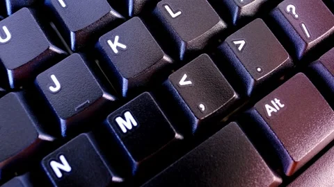 Close-up black keyboard, office environment, computer peripherals, computer.. Stock Footage 255597397