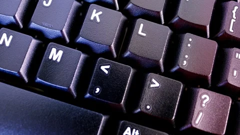Close-up black keyboard, office environment, computer peripherals, computer.. Stock Footage 259245074